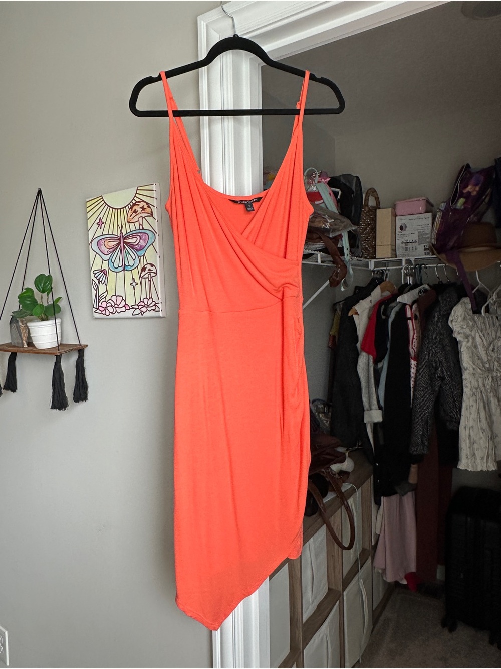 41 Hawthorn Coral-Orange Asymmetrical Slip Dress
